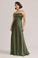 Ellapink Satin Dress | Ready To Ship | Deep Olive