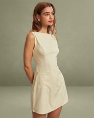 The Yellow Boat Neck Cutout Mini Dress