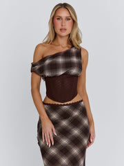 Ellapink NARELLE TOP BROWN CHECK