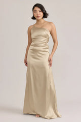 Ellapink Satin Dress Gold Champagne | Ready To Ship