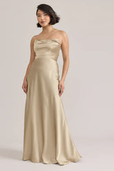 Ellapink Satin Dress | Ready To Ship | Gold Champagne