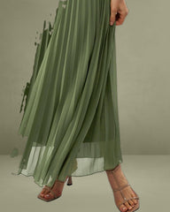 Green Sweetheart Neck Flowy Slip Maxi Dress