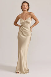 Ellapink Satin Dress | Ready To Ship | Gold Champagne