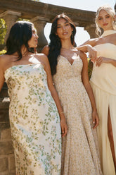 Ellapink Chiffon Pleated Floral Print Dress | Made To Order