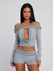 Ellapink ZAYANA TOP GREY MARLE