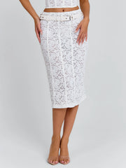 Ellapink LUNALLA MIDI SKIRT IVORY