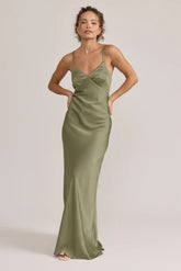 Ellapink Satin Dress | Ready To Ship | Moss