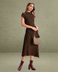 Brown Bodycon Reversible Sweater Dress