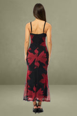 Black Ditsy Bodycon Dress Maxi