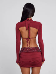 Ellapink VENARI MINI DRESS BURGUNDY