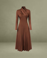 Brown Asymmetrical A-Line Maxi Dress