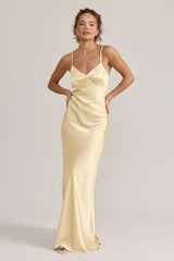 Ellapink Satin Dress | Ready To Ship | Pale Yellow