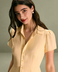 The Yellow Button Down Shirt Mini Dress