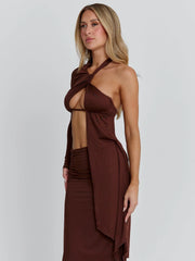 Ellapink SERNA MIDI DRESS CHOCOLATE