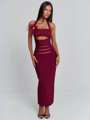 Ellapink LUNABELLE MIDI DRESS BURGUNDY