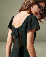 Black Sweetheart Neck Chiffon Maxi Dress