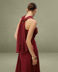 Wine Red Flowy Sleeveless Maxi Dress