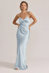 Ellapink Satin Dress | Ready To Ship | Sky Blue