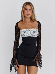 Ellapink OMERA MINI DRESS BLACK WHITE