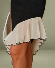 Black Contrasting High-Low Midi Dress