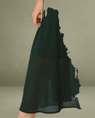 Green Chiffon A-Line Halter Midi Dress