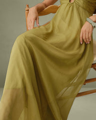 Green Flowy Slip Maxi Dress