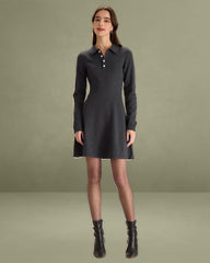 Grey Pleated Sweater Mini Dress