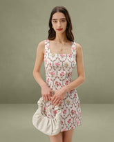 Floral Square Neck A-Line Slip Mini Dress