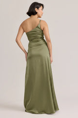 Ellapink Satin Dress Moss | Ready To Ship
