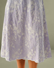 Purple Floral Slip Midi Dress