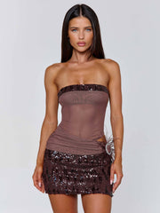 LYLA MINI DRESS CHOCOLATE