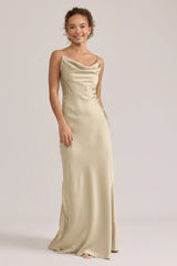 Tess Satin Dress | Ready To Ship | Gold Champagne