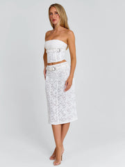 Ellapink LUNALLA MIDI SKIRT IVORY