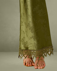 Green Jacquard Corset Slip Maxi Dress