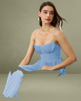 Blue Sweetheart Neck Flowy Slip Maxi Dress