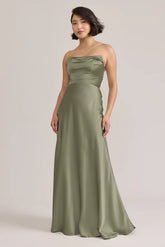 Ellapink Satin Dress | Ready To Ship | Moss