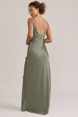 Ellapink Satin Dress | Ready To Ship | Moss