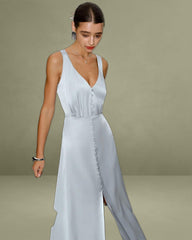 Grey A-Line Sleeveless Maxi Dress