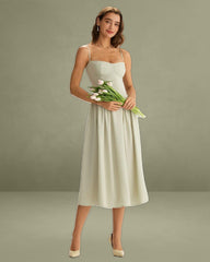 Green Square Neck Pocket Slip Midi Dress