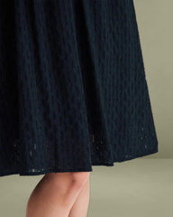 Black Lace Button Midi Dress