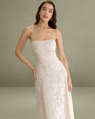 Apricot Jacquard Corset Maxi Slip Dress