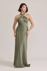 Ellapink Satin Dress | Ready To Ship | Moss