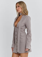 Ellapink REHNEE BLAZER GREY PINSTRIPE