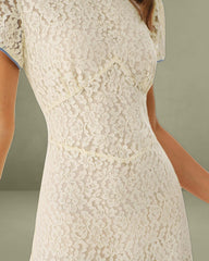 Apricot Lace Textured A-Line Maxi Dress