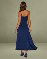 Navy A-Line Slip Maxi Dress