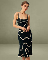 The Black Wave Mermaid Hem Knit Midi Dress