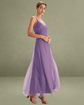 Purple Mesh Wrap Slip Maxi Dress