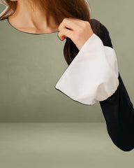 Black Contrasting A-Line Ruffle Mini Dress