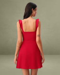 Red Sweetheart Neck Slip Mini Dress