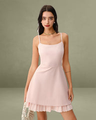 Pink Contrast A-Line Slip Mini Dress
